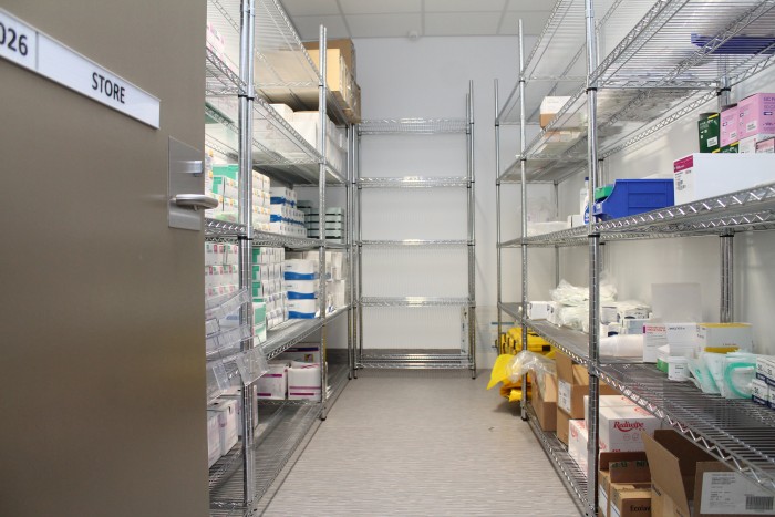 What type of shelving is compliant in the medical industry?