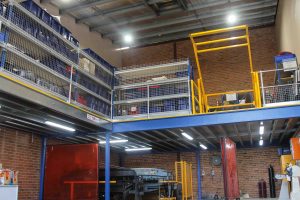 Structural-Mezzanine-Floor-with-Roll-Over-Pallet-Gate