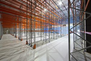 Selective Pallet Racking row in large warehouse facility 